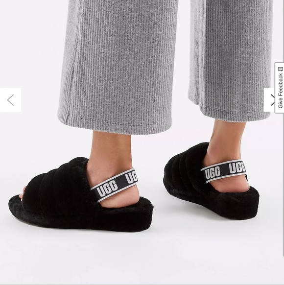 UGG Women's Fluff Yeah Black Slide Slippers - Picture 16 of 16